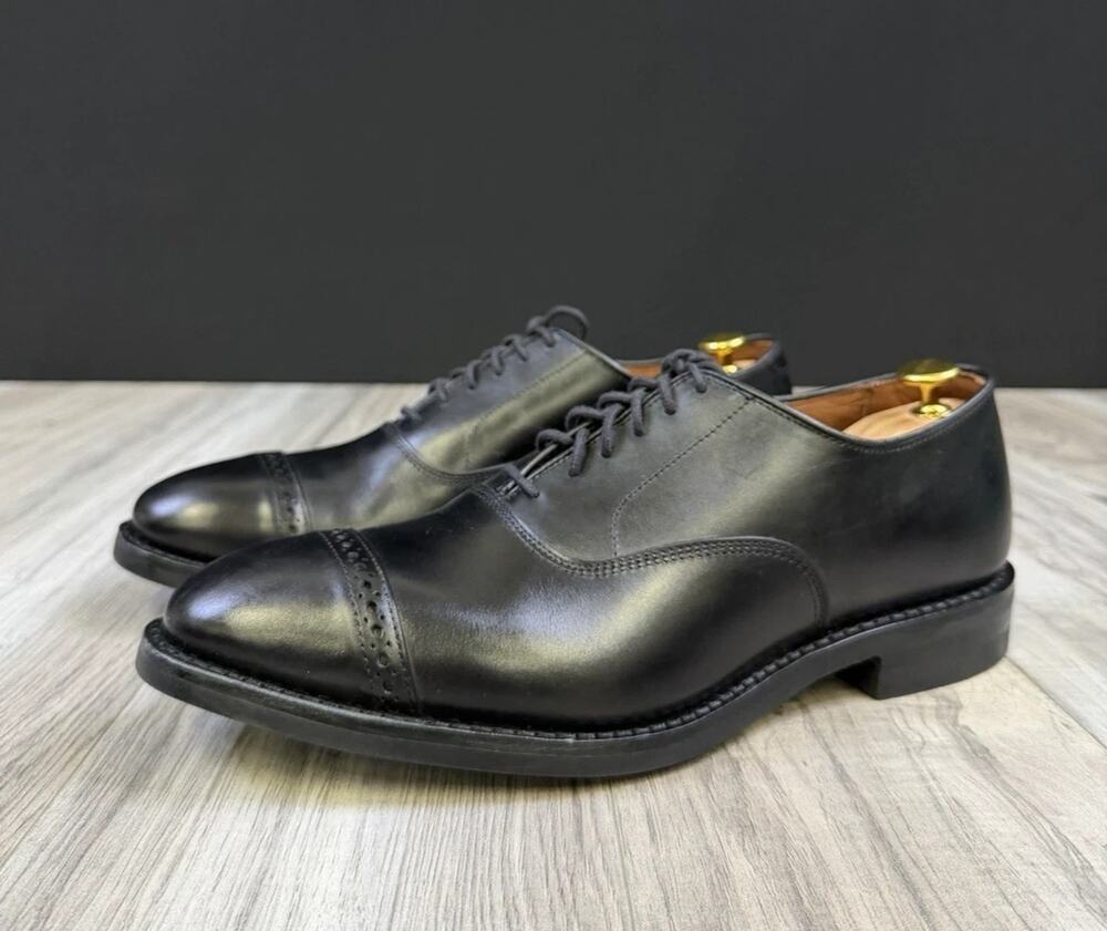 Allen Edmonds Fifth Avenue Black Leather Cap Toe Oxford Shoes Mens 11 E NEW